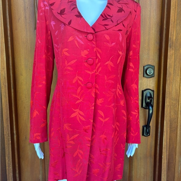 Hugo Buscati Jackets & Blazers - Red Hugo Buscati long floral print jacket